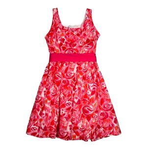 Garnet Hill Dress Womens 10 Pink White Floral Flower Boho Bloomcore Cottagecore‎